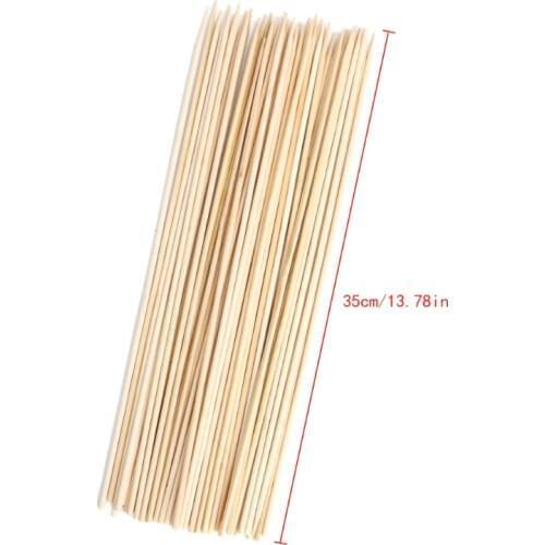 50Pcs Long Bamboo Skewers Wooden Sticks BBQ Barbecue Shish Kabob Fondue Grill