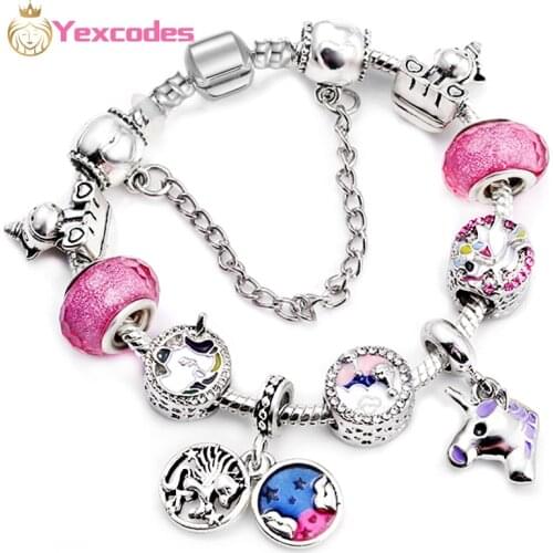 Yexcodes 2021 New Fine Unicorn Charm Ladies Bracelet,New Year Good Luck Charm Bracelet Gifts,Brand Jewelry Direct Shipment