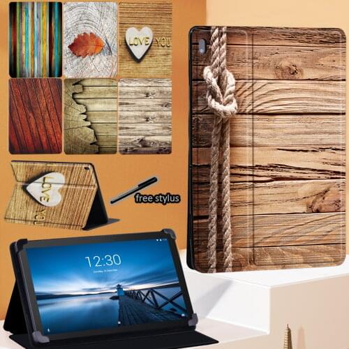 Tablet Case For Lenovo Tab E10 TB-X104F 10.1 Inch/Tab M10 10.1 Inch/ Tab M10 FHD Plus 10.3" Wood Series Flip Leather Stand Cover