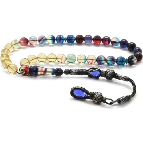 Tesbihane 1000 Sterling Silver Kazaz Tassels Sphere Cut Filtering Bonibon Fire Amber Prayer Beads