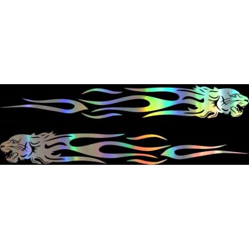DecalsMe 2pcs Car Sticker 22*3CM Stylish Tiger Flame On Car Funny Stickers Decals Vinyl Car Styling