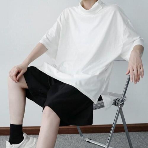 Summer Mens Half Sleeve Loose Turtleneck T-shirt Loose Tees D48