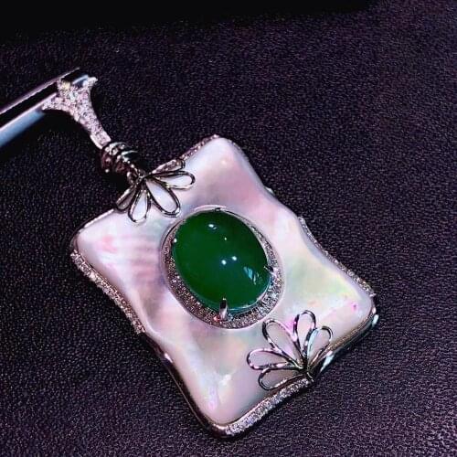 H717 Fine Jewelry AU750 G18K Natural Emerald Pendant Emearld 5ct Gold Diamonds Pendant Gemstone Necklaces for Women