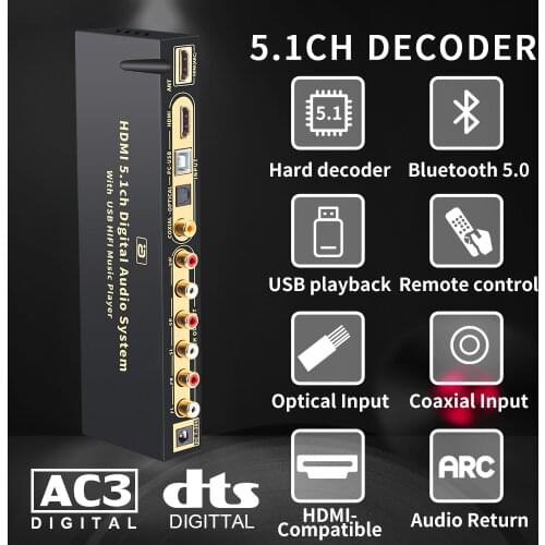 HD815BT HDMI 5.1 Audio Converter Decoder DAC DTS AC3 FLAC APE 4K*2K HDMI to HDMI Extractor Converter Splitter Digital SPDIF ARC