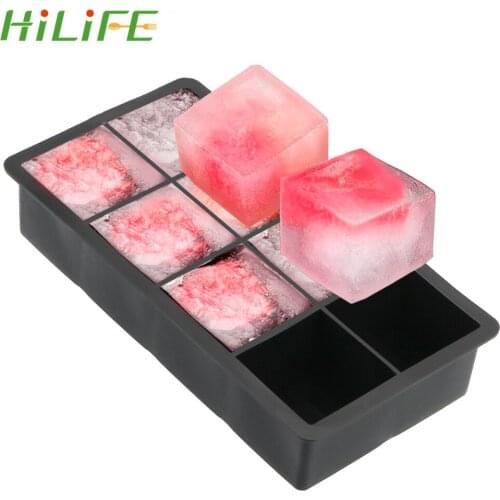 HILIFE 4/8-Cavity Square Shape Large Ice Cube Mould for Ice Candy Cake Pudding Chocolate Molds Ice Cube Maker Ice Tray Mold