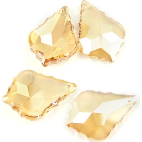 50mm 50pcs/lot Crystal Maple Leaf Champagne Chandelier Part Glass Lighting Prism Suncatchers Drop Decoration Shinning Pendants