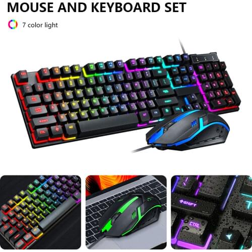 Colorful Silent Gaming Mouse Set for PC Laptop Gaming keyboard and Mouse Wired backlight mechanical feeling Keyboard Gamer kit