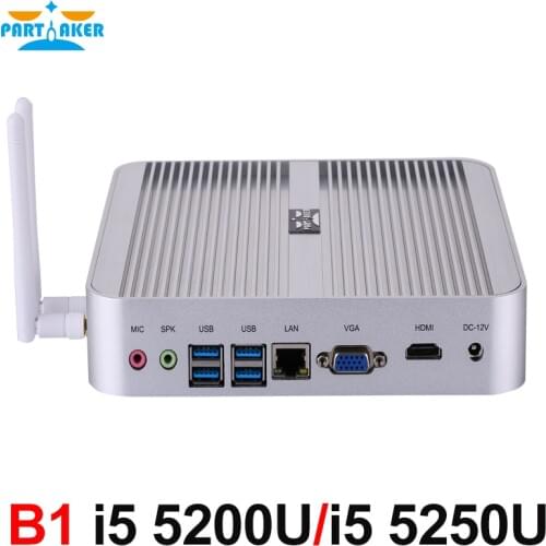 Windows 10 Mini PC with Core i5 5200U i5 5250U Dual Core Fanless Nuc HTPC Intel HD Graphics 5500/6000 4K TV Box