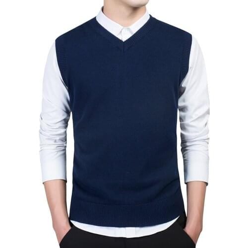 MRMT 2021 Brand New Mens Vest Sweater Cotton Knitted Vest for Male V-neck Sweater Sleeveless Pullover Tops Vest