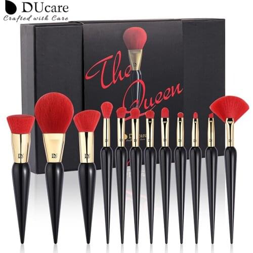 DUcare Makeup Brushes 12Pcs The Queen Makeup Brush Set Kabuki Foundation Blending Face Powder Blush Concealers Eye Shadows