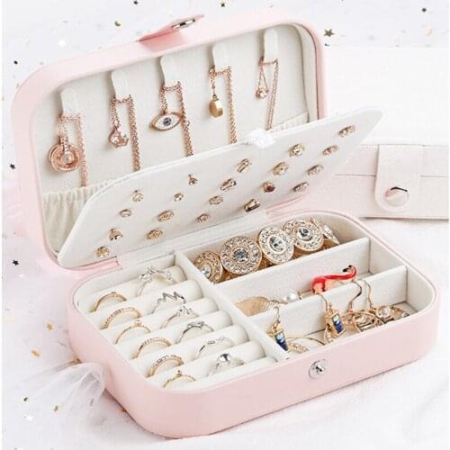 New Protable Leather Travel Comestic Jewelry Casket Organizer Makeup Lipstick Storage Box Beauty Container Necklace BirthdayGift