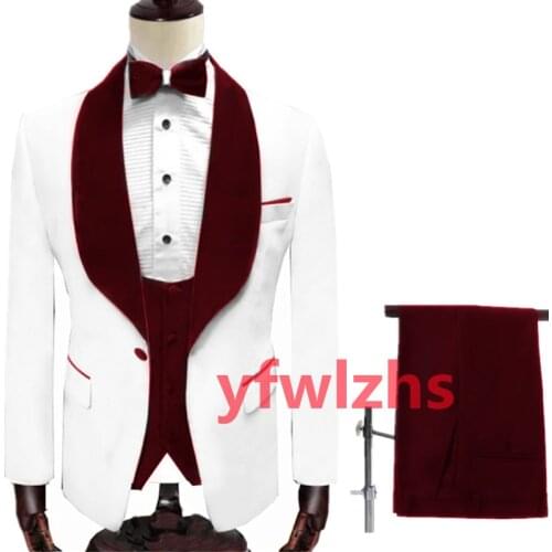 New Arrival One Button Groomsmen Shawl Lapel Groom Tuxedos Men Suits Wedding/Prom Best Blazer ( Jacket+Pants+Vest+Tie) C236