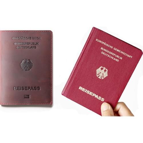 Real Leather Germany Passport Cover Customised Crazy Horse Genuine Leather Passport Cover Men Business German Case for Passport
