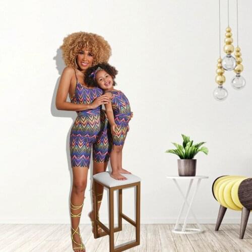 Mother Daughter Son Family Matching Outfits Clothing Wave Pattern Parent-child Suit Baby Girls Mom Romper Summer Kids Costume