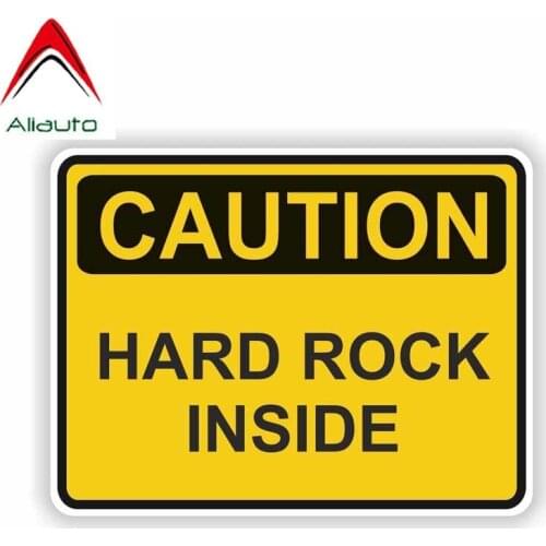 Aliauto Warning Car Sticker Caution Hard Rock Inside Body Waterproof Sunscreen Anti-UV Reflective Decal Accessories,14cm*10cm
