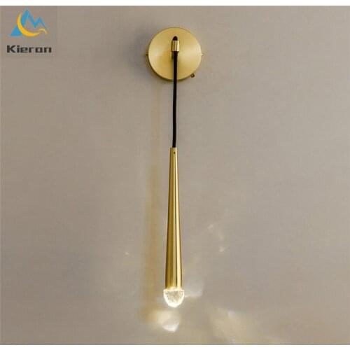 Nordic Simple Crystal Head Wall Lamps Line Water Drop Shape Led Wall Light Fixtures Living Room Wall Decor Bedroom Bedside Lamps