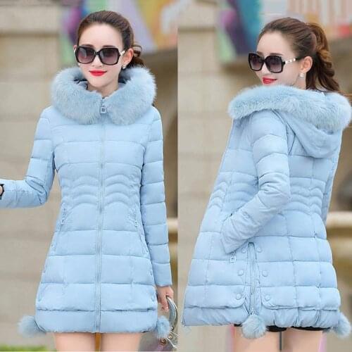 Down jackets women parkas 2021 new solid color warm casual elegant hooded zipper warm fur winter jackets woman coats
