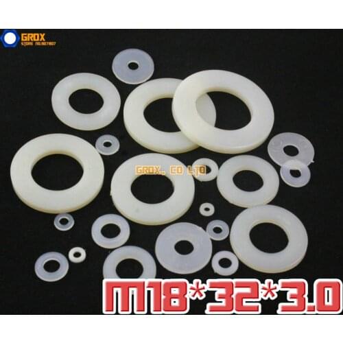 50 Pieces M18 x 32 x 3.0mm Nylon Flat Washer Insulation Washer