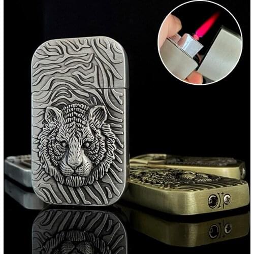 Unique Relief Wolf Cool Lighter For Men Butane Isqueiro For Cigarette Windproof Refillable Gas Encendedores lighters smoking