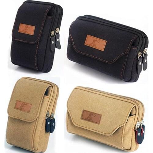 Universal Canvas Mobile Phone Bag For One Plus 3 5 6 8 Nord 5 6 7 8 T Pro Wallet Case Belt bag Phone Pouch Waist Pocket Handbag