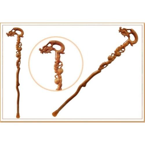 High-grade mahogany faucet wooder Dragon solid wood crutches with sticks carving old peoples canes birthday gift A cane