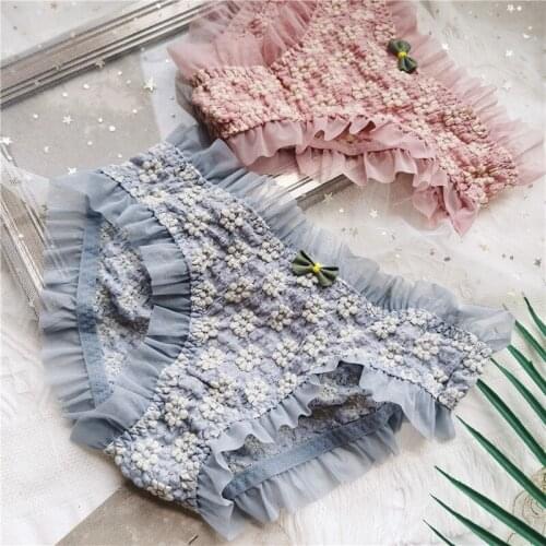 Womens Cotton Underwear Sexy Lace Panties Fashion Flower Comfort Briefs Low Waist Seamless Lovely Underpants Female Lingerie