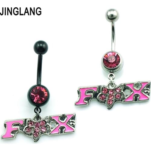 Free Shipping Fashion Brand New Belly Button Rings 316L Stainless Steel Dangle Fox Women Navel Fake Body Piercing Jewelry