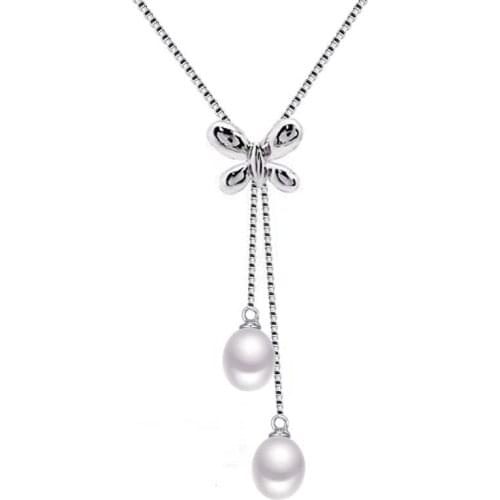 Sinya Natural pearls charm butterfly design necklace with 925 sterling silver Chain 16inch to 18inch adjustable for women Hot