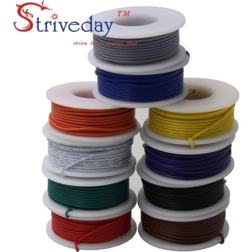 10 meters/roll 32.8ft UL 1007 26 AWG Cable Tinned copper Wire DIY PCB Electronic wire 10 colors Can choose