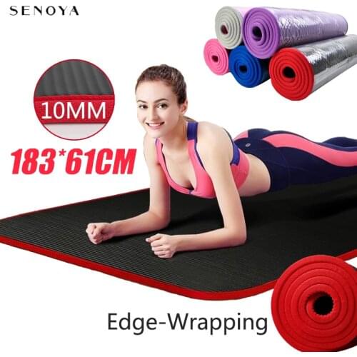 10MM NBR Edge-Wapped Yoga Mat Non-Slip Anti-Tear Yoga Pad Many Colors Gym Exercise Carpet With Bag&Strap For Fitness Pilates