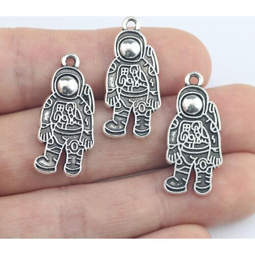 Newest 10Pieces 13*27mm Mixed Alloy Antique Silver Color Astronaut Charms Necklace Pendant Accessory For DIY Jewelry Making