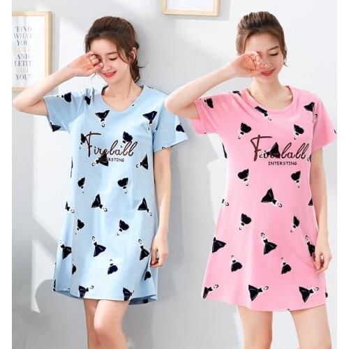 100% Cotton Women Sleepshirts Nightgowns Cartoon Night Dress Fashion Girls Nighty Sleepwear Ladies Nightwear Summer Homewear