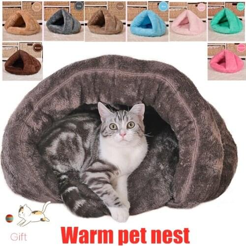 2 Size Puppy Pet Cat Dog Soft Warm Nest Kennel Bed Cave House Sleeping Bag Mat Pad Tent S L 7 Colors Pets Winter Warm Cozy Beds
