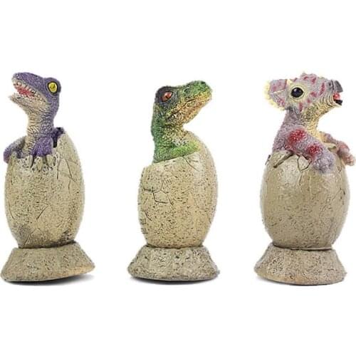 3pcs/set Soft Realistic Dinosaur Rubber Stuffed Toy Model Large Broken Shell Egg Triceratops Velociraptor Tyrannosaurus Rex Toy