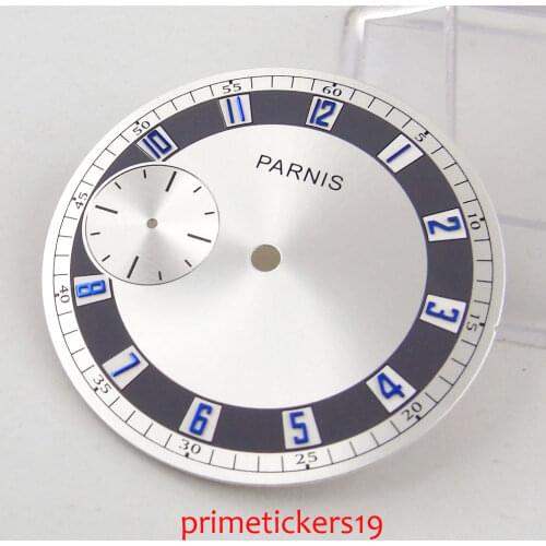 38.3mm parnis white dial blue numbers watch faces fit ETA 6497 ST 3600 movement mens watch dial