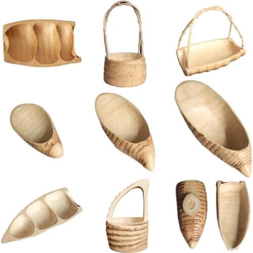 Rural Wooden Creative Dried Fruit Plate Multi-grain Candy Dish Grid Wood Root Carving Tray Kitchen Organizer Wedding Party Decor