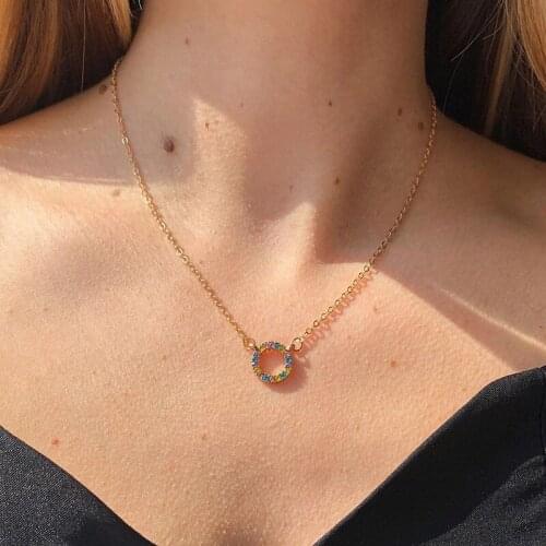 Han Zhishang geometric clavicle chain creative simple womens full diamond ring necklace neck chain