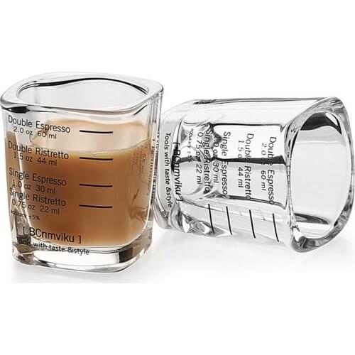 2pcs 60ml Graduated Glass Cup Double Wall Measuring Cup Beer Coffee Cups Handmade Healthy Drink Mug Tea 2021 New