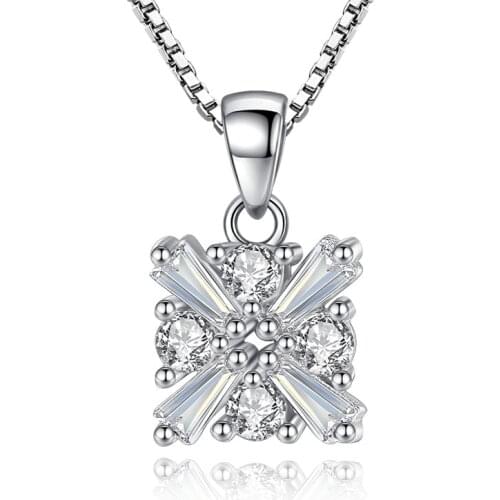 IBC5 925 silver NEW arrivals fashion shiny crystal square ladies`pendant necklaces women short box chains cheap
