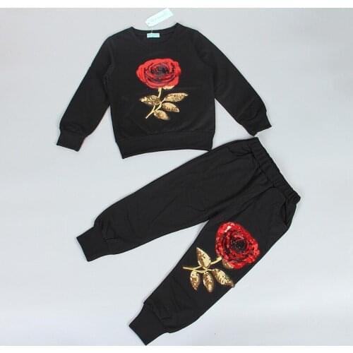 Girl Clothing Set Spring Sport Suit For Girl Autumn Cotton Character two-piece Girls Suit Set Rose Girl Children Clothing Hot