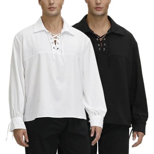 Pirate Cosplay Traje Medieval White Shirt Halloween Costumes For Adult Male Viking Pirate Disguise Fancy Clothes Carnival Shirts