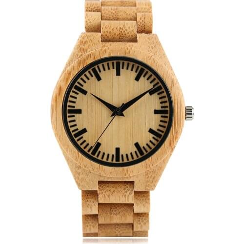 Men Watches Elegant Minimalist Full Babmboo Wood Watch Creative Vintage Wooden Quartz Wrist Watch Male Sports Reloj de madera