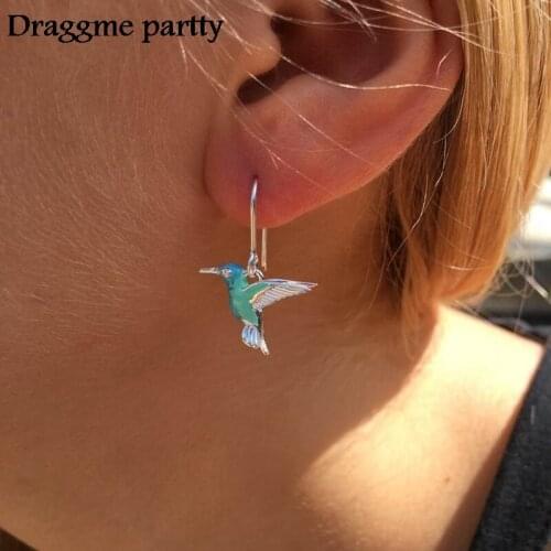 New style Fashion Vintage Blue Bird Earrings Unique Hummingbird Bird Earrings Ladies Fashion Animal Jewelry Design For Girls