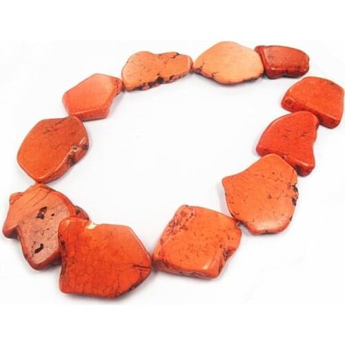 15.5inch Necklace For Women Red Stone Beads Pendant Necklace Synthetic Stick Shape Howlite Beads Loose Turquois Spike