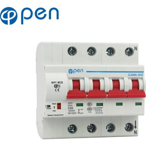 OPEN 4P 63A Remote Control Wifi Circuit Breaker /Smart Switch / support alexa and google home for Smart home