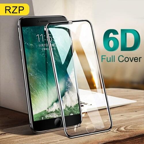 RZP 6D Curved Full Cover Screen Protector For iPhone X 5 5s 5C SE 6 6s 7 8 Plus Tempered Glass For iPhone 6 s Metal Film 3D