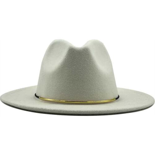 Wool Women Simple Outback Fedora Hat For Winter Autumn ElegantLady Floppy Cloche Wide Brim Jazz Caps Size 56-60CM