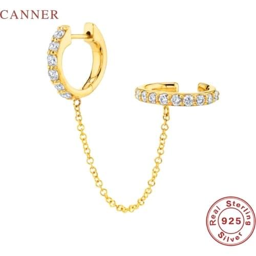 CANNER 1pc Real 925 Sterling Silver Earrings For Women Tassel Chain Earrings Hoops Zircon Diamond Jewelry Pendientes Jewelry