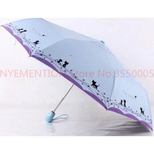 High Quality Romantic Cute Automatic cat Umbrella Rainy sunny umbrella 10pcs