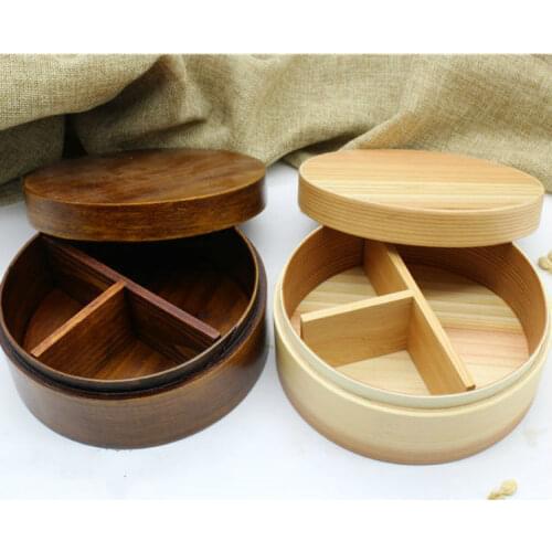 Japan style natural wooden fruit box food box lunch boxes student lunch box round lunch box
